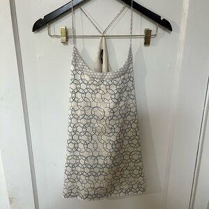 Chic White and Blue Patterned Halter Top